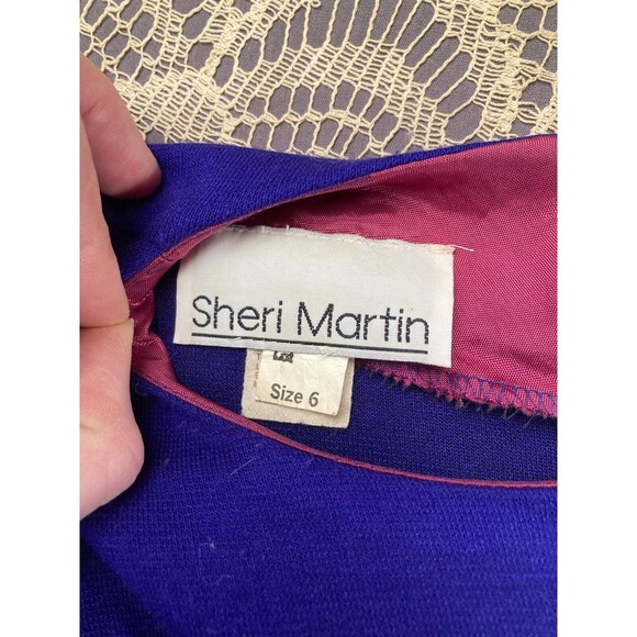 Vintage 80s Cocktail Dress 1980s Purple New Wave Retro Long Sleeve Size Small - Picture 5 of 6